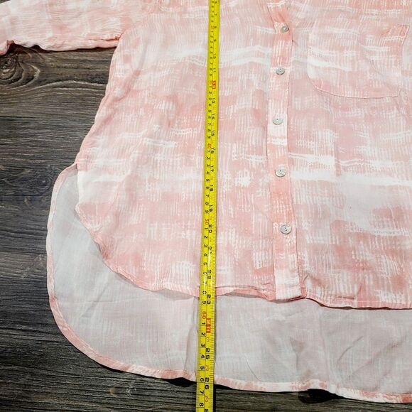 NEW Cloth & Stone Anthro Top S Pink White Lightweight Button-Front V-Neck Blouse - Picture 11 of 11